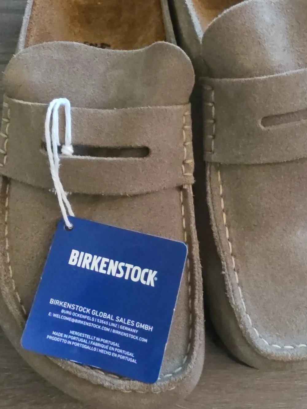 Birkenstock Suede Penny Loafers in Beige